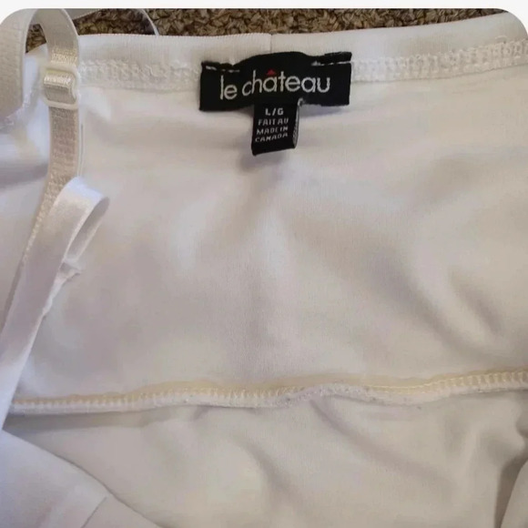 Le Chateau White Spaghetti Strap Lined A  Line Mini Dress Size Large - Picture 6 of 9